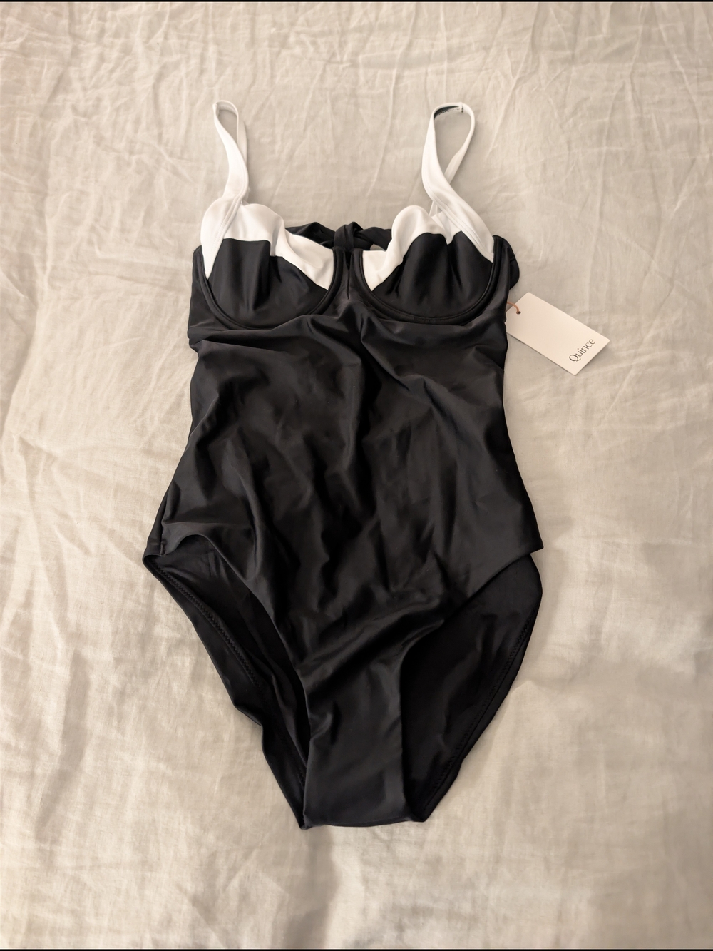 Quince NWT Italian Black One-Piece Swimsuit With Underwire Medium